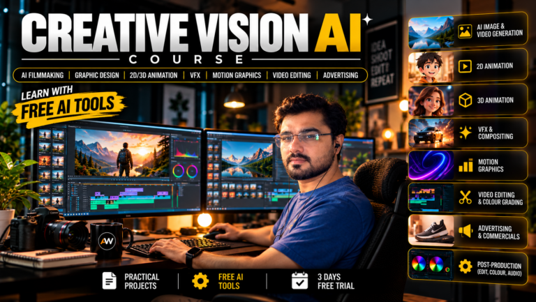 Creative Vision AI Course – Filmmaking, Graphic Design, 2D-3D Animation, VFX, Motion Graphics & Video Editing